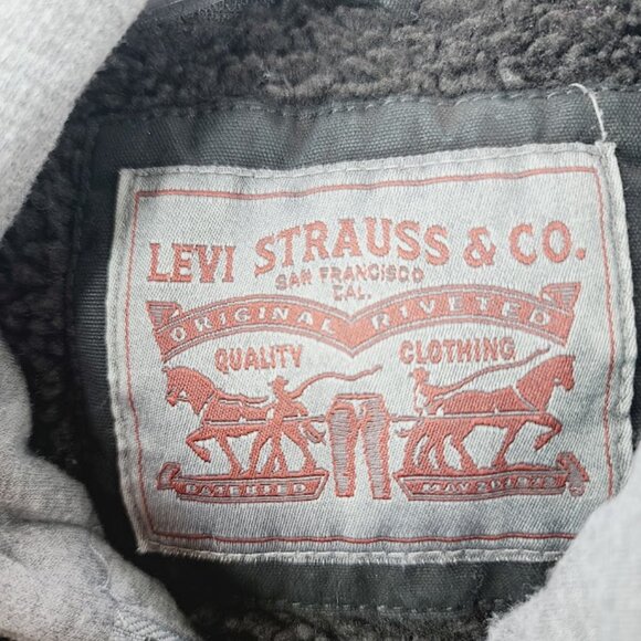 Levi's Men's Black Four-Pocket Washed Cotton Hooded Military Jacket Size S - Picture 4 of 6